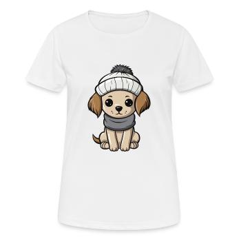 Dog Winter Animal Cute Comic - Women's Breathable T-Shirt - white - Front - AI Model Female 172 dark (172cm)