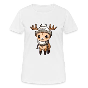 Reh Geweih Winter Tier Niedlich Comic - Frauen T-Shirt atmungsaktiv - Weiß - Vorne - AI Model Female 172 dark (172cm)