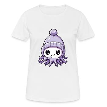 Poulpe Hiver Animal Mignon Bande Dessinée - T-shirt respirant Femme - blanc - Devant - AI Model Female 172 dark (172cm)