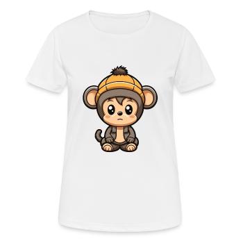 Monkey Winter Animal Cute Comic - Women's Breathable T-Shirt - white - Front - AI Model Female 172 dark (172cm)