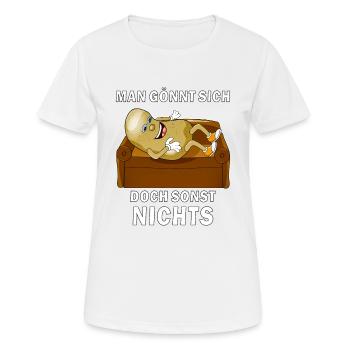 KARTOFFEL COUCH MAN GÖNNT SICH SONST NICHTS - Frauen T-Shirt atmungsaktiv - Weiß - Vorne - AI Model Female 172 dark (172cm)