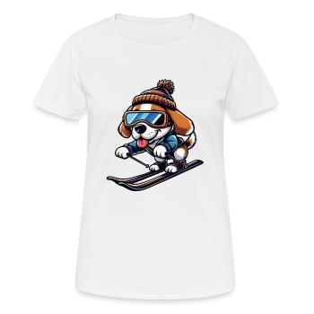 Winterurlaub mit Huhn beim Skifahren - Frauen T-Shirt atmungsaktiv - Weiß - Vorne - AI Model Female 172 dark (172cm)