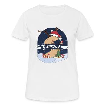 Impressionnant Steve Nom w chapeau de Père Noël dans le thème de Noël - T-shirt respirant Femme - blanc - Devant - AI Model Female 172 dark (172cm)