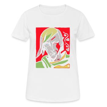 Un Anti-héros abstrait d’Art Cartoon Anime - T-shirt respirant Femme - blanc - Devant - AI Model Female 172 dark (172cm)