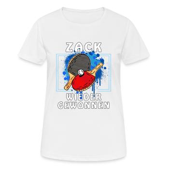 TISCHTENNIS ZACK WIEDER GEWONNEN - Frauen T-Shirt atmungsaktiv - Weiß - Vorne - AI Model Female 172 dark (172cm)
