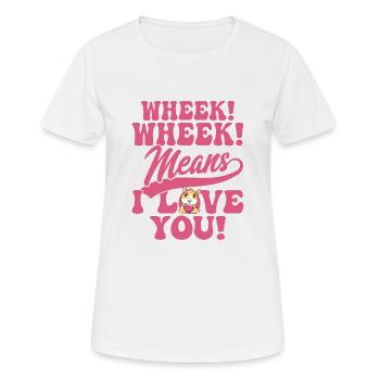Ouf ! Ouf ! C’est dire que je t’aime ! Cavy amant Guniea - T-shirt respirant Femme - blanc - Devant - AI Model Female 172 dark (172cm)