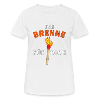 STREICHHOLZ ICH BRENNE FÜR DICH - Frauen T-Shirt atmungsaktiv - Weiß - Vorne - AI Model Female 172 dark (172cm)