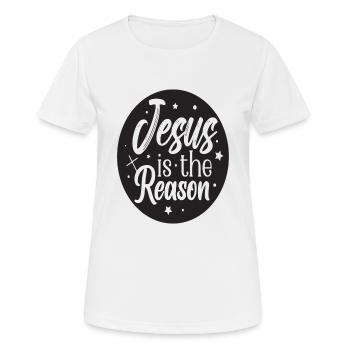 Jesus is the Reason - Women's Breathable T-Shirt - white - Front - AI Model Female 172 dark (172cm)