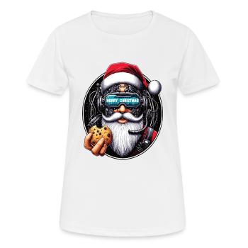 Weihnachtsmann Cyberpunk - Frauen T-Shirt atmungsaktiv - Weiß - Vorne - AI Model Female 172 dark (172cm)