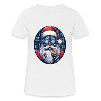 Weihnachtsmann Cyberpunk - Frauen T-Shirt atmungsaktiv - Weiß - Vorne - AI Model Female 172 dark (172cm)