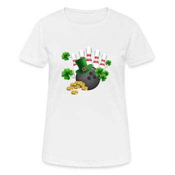 Lustige Bowlingkugeln Kleeblatt Leprechaun - Frauen T-Shirt atmungsaktiv - Weiß - Vorne - AI Model Female 172 dark (172cm)