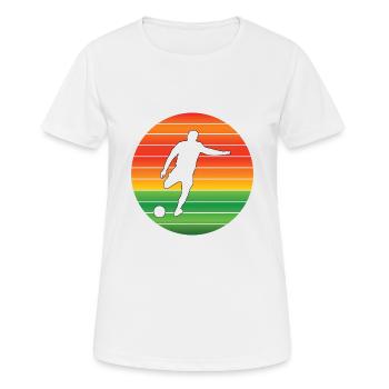 Fußballdesign Fußballspieler Fußballmannschaft - Frauen T-Shirt atmungsaktiv - Weiß - Vorne - AI Model Female 172 dark (172cm)