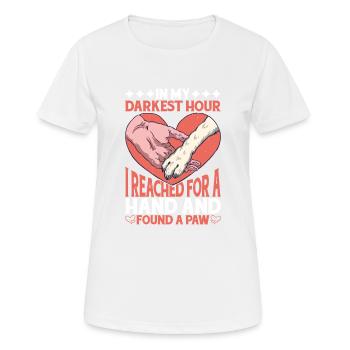 J’ai tendu la main et j’ai trouvé une patte 9 - T-shirt respirant Femme - blanc - Devant - AI Model Female 172 dark (172cm)