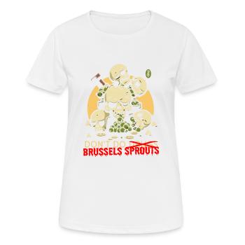 Crânes de légumes dégoûtants : évitez les choux de Bruxelles - T-shirt respirant Femme - blanc - Devant - AI Model Female 172 dark (172cm)