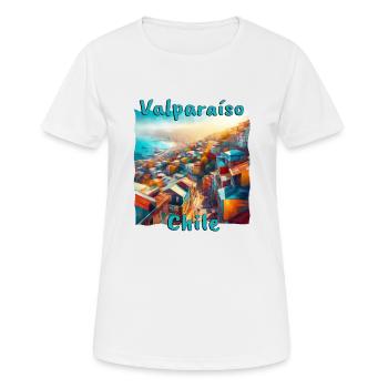 Valparaiso, Chile - Grunge-Stadt am Pazifik - Frauen T-Shirt atmungsaktiv - Weiß - Vorne - AI Model Female 172 dark (172cm)