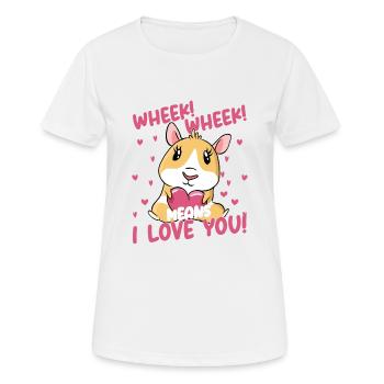 Ouf ! Ouf ! C’est dire que je t’aime ! Rongeur Cochon d’Inde - T-shirt respirant Femme - blanc - Devant - AI Model Female 172 dark (172cm)