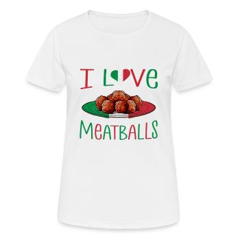 J’adore les boulettes de viande - T-shirt respirant Femme - blanc - Devant - AI Model Female 172 dark (172cm)