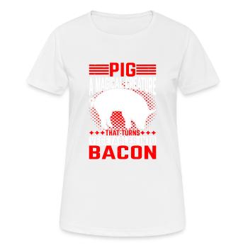 Le cochon, une créature qui transforme les légumes en bacon 5 - T-shirt respirant Femme - blanc - Devant - AI Model Female 172 dark (172cm)