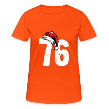 76 Numéro Noël - T-shirt respirant Femme - orange néon - Devant - AI Model Female 172 dark (172cm)