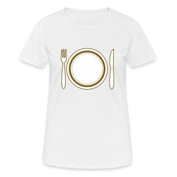 PLATE CUTLERY - Women's Breathable T-Shirt - white - Front - AI Model Female 172 dark (172cm)