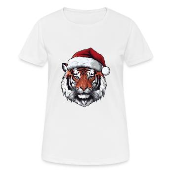 Tiger Kopf Weihnachten Xmas - Frauen T-Shirt atmungsaktiv - Weiß - Vorne - AI Model Female 172 dark (172cm)