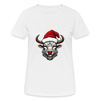 Bull Head Christmas Xmas - Women's Breathable T-Shirt - white - Front - AI Model Female 172 dark (172cm)