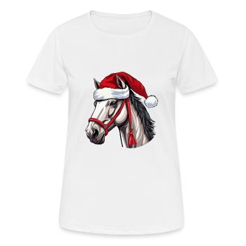 Noël tête de cheval Noël - T-shirt respirant Femme - blanc - Devant - AI Model Female 172 dark (172cm)