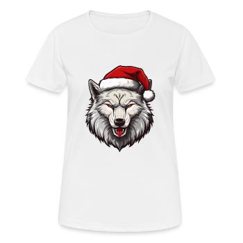 Noël tête de loup Noël - T-shirt respirant Femme - blanc - Devant - AI Model Female 172 dark (172cm)