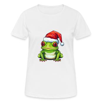 Tête de grenouille Noël crapaud Noël - T-shirt respirant Femme - blanc - Devant - AI Model Female 172 dark (172cm)