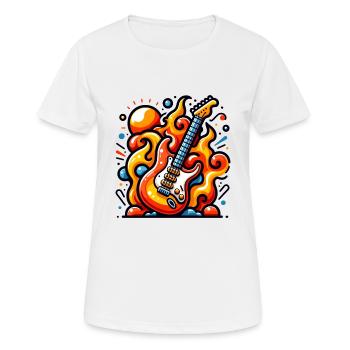 E-Gitarre mit Flammen - Frauen T-Shirt atmungsaktiv - Weiß - Vorne - AI Model Female 172 dark (172cm)