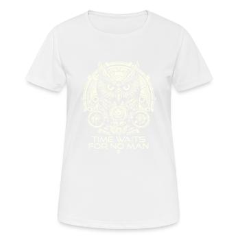 Owls Clock: Clockwork, Time Waits for No One - Women's Breathable T-Shirt - white - Front - AI Model Female 172 dark (172cm)