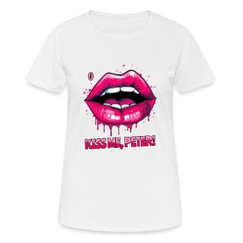 Embrasse-moi, Peter, sur mes lèvres gonflées - T-shirt respirant Femme - blanc - Devant - AI Model Female 172 dark (172cm)