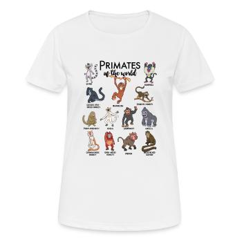 Différents singes - Types de primates - T-shirt respirant Femme - blanc - Devant - AI Model Female 172 dark (172cm)