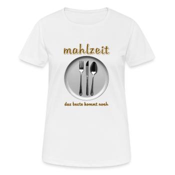 TELLER BESTECK MAHLZEIT - Frauen T-Shirt atmungsaktiv - Weiß - Vorne - AI Model Female 172 dark (172cm)