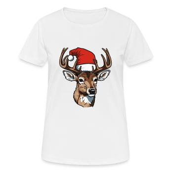 Tête de cerf Noël Noël - T-shirt respirant Femme - blanc - Devant - AI Model Female 172 dark (172cm)