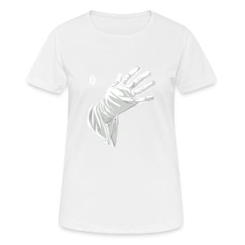 Berühr mich, weiße Handschuh - Frauen T-Shirt atmungsaktiv - Weiß - Vorne - AI Model Female 172 dark (172cm)
