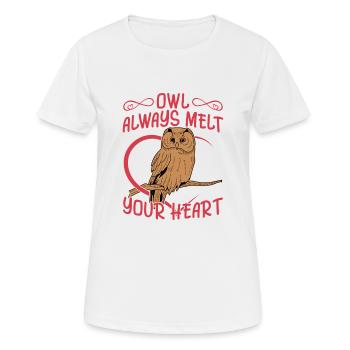 Hibou Toujours Fondre Votre Cœur Oiseaux De Nuit Bi - T-shirt respirant Femme - blanc - Devant - AI Model Female 172 dark (172cm)