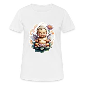 bébé Bouddha - meditation yoga relaxation - T-shirt respirant Femme - blanc - Devant - AI Model Female 172 dark (172cm)