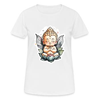 bébé Bouddha - meditation yoga relaxation - T-shirt respirant Femme - blanc - Devant - AI Model Female 172 dark (172cm)