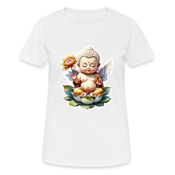 bébé Bouddha - meditation yoga relaxation - T-shirt respirant Femme - blanc - Devant - AI Model Female 172 dark (172cm)