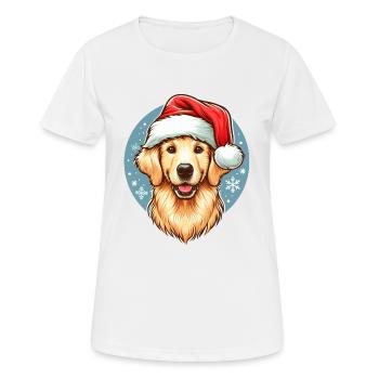 Niedlicher Golden Retriever Weihnachtsmann - Frauen T-Shirt atmungsaktiv - Weiß - Vorne - AI Model Female 172 dark (172cm)