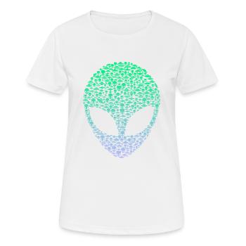 Tête extraterrestre d’OVNI martien extraterrestre - T-shirt respirant Femme - blanc - Devant - AI Model Female 172 dark (172cm)