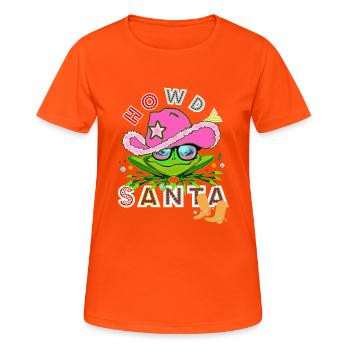 Noël - Salut Père Noël - Bonnet rouge - T-shirt respirant Femme - orange néon - Devant - AI Model Female 172 dark (172cm)