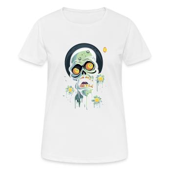 Blumen Power und ein erschrockener Schädel - Frauen T-Shirt atmungsaktiv - Weiß - Vorne - AI Model Female 172 dark (172cm)
