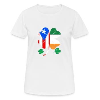 Drapeau portoricain irlandais trèfle d’Irlande - T-shirt respirant Femme - blanc - Devant - AI Model Female 172 dark (172cm)