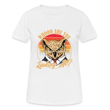 Qu’est-ce que tu regardes ? Oiseau nocturne Oiseau de nuit - T-shirt respirant Femme - blanc - Devant - AI Model Female 172 dark (172cm)