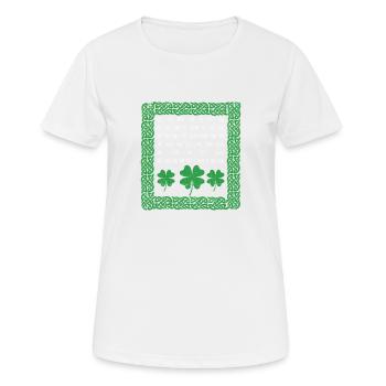 Irish Heritage Segen Keltischer Knoten Klee - Frauen T-Shirt atmungsaktiv - Weiß - Vorne - AI Model Female 172 dark (172cm)