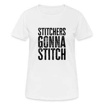 Sticker gehen zum Stitchen - Weihnachts- und Geburtstagsgeschenk - Frauen T-Shirt atmungsaktiv - Weiß - Vorne - AI Model Female 172 dark (172cm)