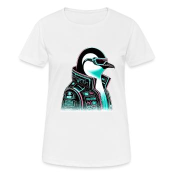Cyberpunk Pingouin Conception graphique - T-shirt respirant Femme - blanc - Devant - AI Model Female 172 dark (172cm)