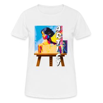 ARTIST MAKES THE PICTURE - Frauen T-Shirt atmungsaktiv - Weiß - Vorne - AI Model Female 172 dark (172cm)